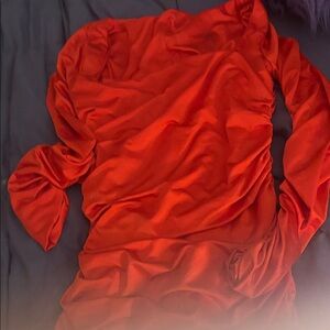 Elegant Red ruched body con Women's Dress